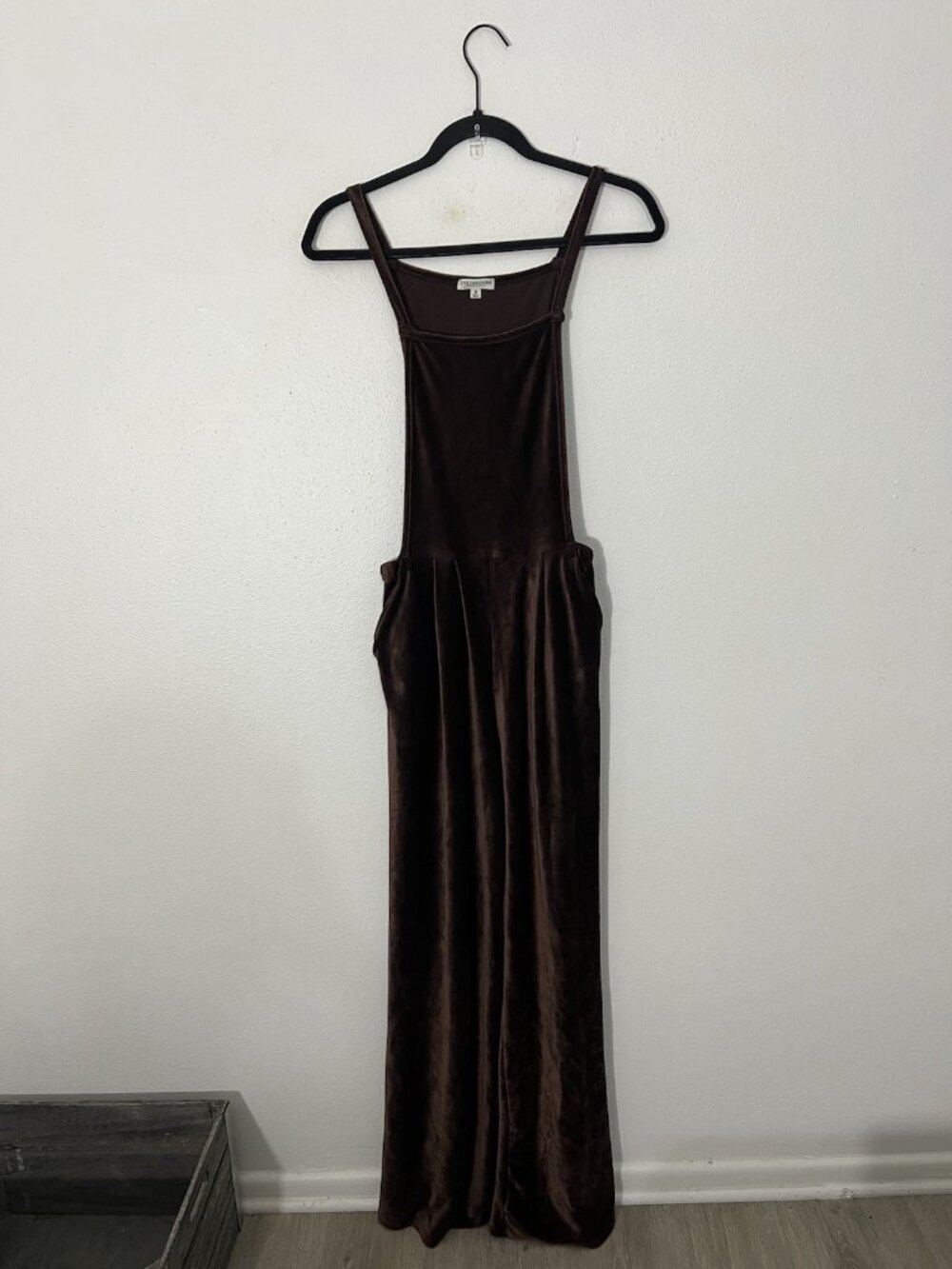 Earthbound Trading Co Brown Velour Ribbed Jumpsuit Size Small Wide Leg